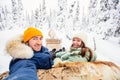 Reindeer safari in Lapland Royalty Free Stock Photo