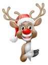 Reindeer in Santa Hat Christmas Cartoon Royalty Free Stock Photo