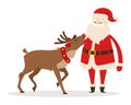 Reindeer and Santa Strokings his Pet Head Isolated