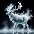 Reindeer, symbol of christmas, frozen and cold, covered with ice