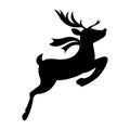 Reindeer silhouette. Black christmas deer on white background. New year and xmas decoration. Royalty Free Stock Photo