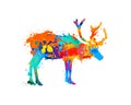 Reindeer silhouette of splash paint Royalty Free Stock Photo