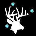 reindeer silhouettes on the white background. head of a deer vector portrait animal antler beauty Royalty Free Stock Photo