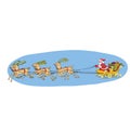 Reindeer sled carries Santa Claus on a sleigh. Christmas Royalty Free Stock Photo