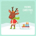 Reindeer with sledge Royalty Free Stock Photo