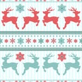 Reindeer and snowflakes. Christmas seamless texture. Blue winter