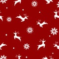 Reindeer with snowflakes, Merry Christmas, seamless pattern elegant, winter holiday, happy new year, texture background wallpaper Royalty Free Stock Photo