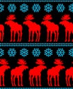 Reindeer and snowflakes pixel art seamless pattern. Christmas background 8 bit