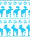 Reindeer and snowflakes pixel art seamless pattern. Christmas background 8 bit