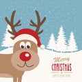 Reindeer snowy winter christmas greeting background