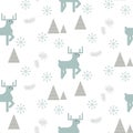 Reindeer in a snowy woods seamless pattern.