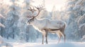 a reindeer standing in the snow