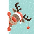 Reindeer With Star Banner Right Snow Turquoise