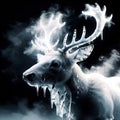 Reindeer, symbol of christmas, frozen and cold, covered with ice