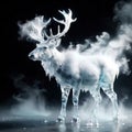 Reindeer, symbol of christmas, frozen and cold, covered with ice