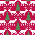 Reindeer and trees seamless pattern