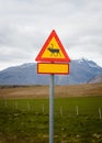 Reindeer warning sign, Iceland