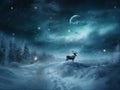 night christmas gift claus reindeer claus holiday sleigh winter santa december. Generative AI.