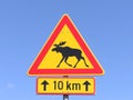 Reindeers traffic sign Royalty Free Stock Photo