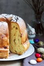 Reindling, german and austrian easter cake in easter decoration. Rustic style