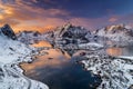 Reine , Lofoten Archipelago in Norway in the winter time