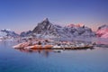 Reine on the Lofoten islands in northern Norway in winter Royalty Free Stock Photo