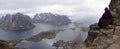 Reine, Lofoten, Norway. Arieal view of the small fishing village know from commercial fishing and dried air-dried cod Royalty Free Stock Photo