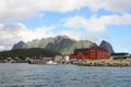 Reine's lofts rorbu and mounts Royalty Free Stock Photo