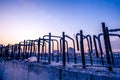 Reinforce iron cage in a construction site Royalty Free Stock Photo