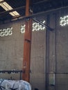 Reinforced Columns and Metal Frames Inside Industrial Workshop Royalty Free Stock Photo
