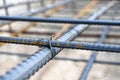 Reinforced concrete construction techniques, the photo of connecting the iron placed in the column. Royalty Free Stock Photo
