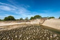 Reinforced Concrete Irrigation Canal with Dam in the Padan Plain - Lombardy Italy Royalty Free Stock Photo