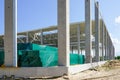 Reinforced concrete supports and foundation blocks of unfinished commercial building