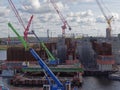 Reinforced Concrete Towers and Scaffolding at the North Sea Canal New Sea Lock Construction Site