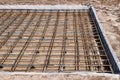 Reinforced Foundation for pouring concrete in the construction of a house on a plot of land Royalty Free Stock Photo