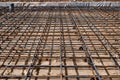 Reinforced Foundation for pouring concrete in the construction of a house on a plot of land Royalty Free Stock Photo