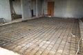 reinforced structure for self-leveling floor in a room of a monolithic building Royalty Free Stock Photo