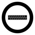 Reinforcement bar rebar ribbed metal rod icon in circle round black color vector illustration image solid outline style