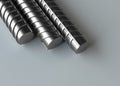 Reinforcement bars stack on gray background Royalty Free Stock Photo
