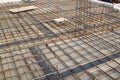 reinforcement of concrete with metal rods connected by wire. vie Royalty Free Stock Photo