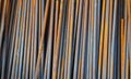 Reinforcing bar, or rebar, is a common steel bar that is hot rolled and is used widely in the construction industry, especially fo Royalty Free Stock Photo