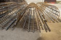 Reinforcing cages of round columns Royalty Free Stock Photo