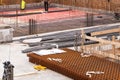 Reinforcing steel on a construction site