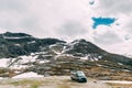 Reinheimen National Park, Norway. Van Caravan Motorhome Car Parking In National Park, Norway. Mountains Landscape In