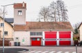 Architecture detail of small fire station in the city