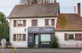 Architecture detail of a small village bakery on a winter day