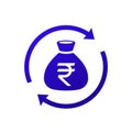 reinvest money icon with indian rupee
