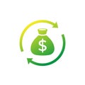 reinvest money icon on white