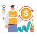 Reinvestment concept. Flat vector illustration Royalty Free Stock Photo