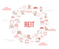 reit real estate investment trust concept with icon set template banner and circle round shape